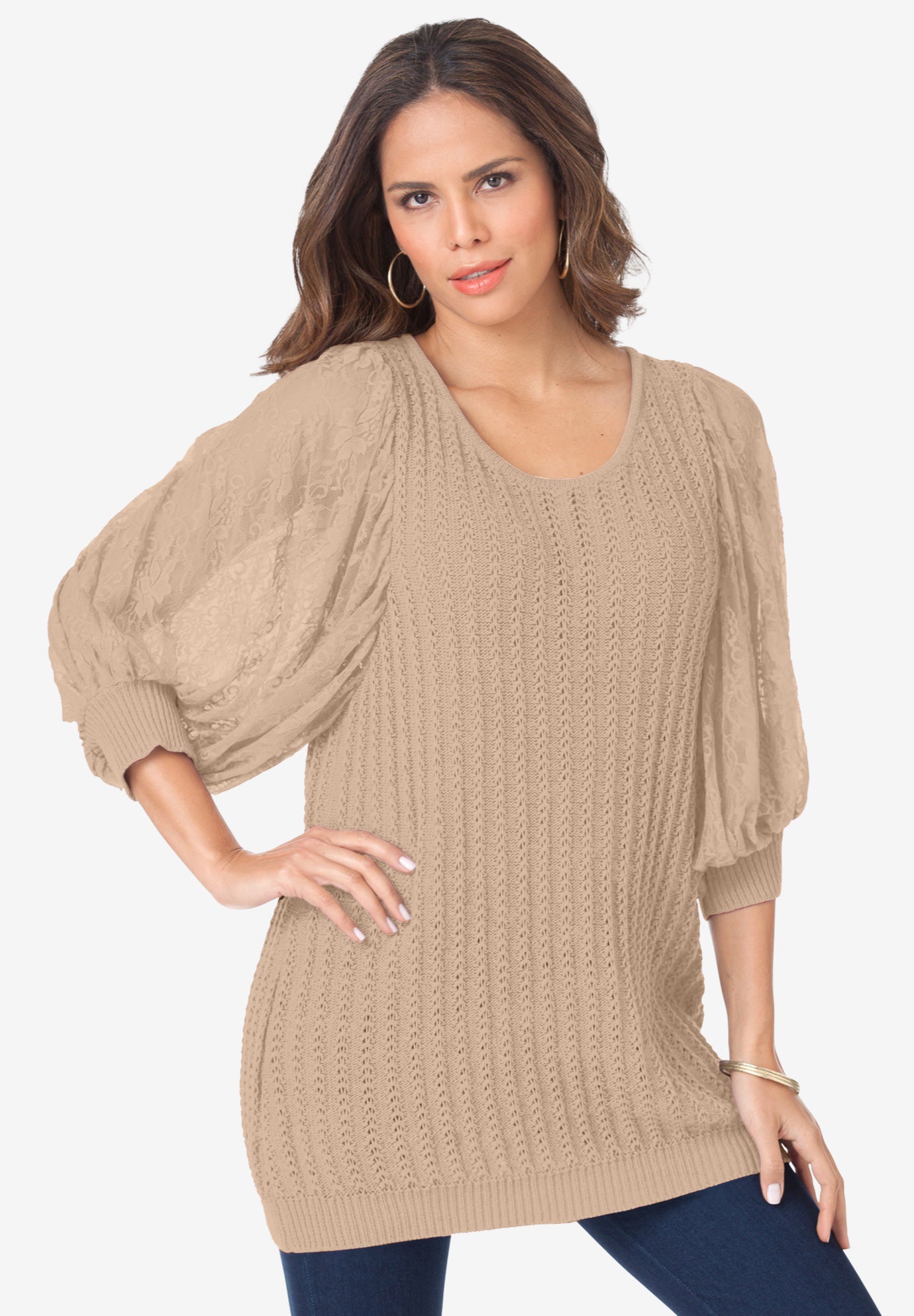 Lace Sleeve Sweater image number 2