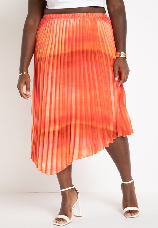 Ombre Pleated Midi Skirt image number null