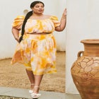 Yoke Detail Gathered Midi Skirt image number null