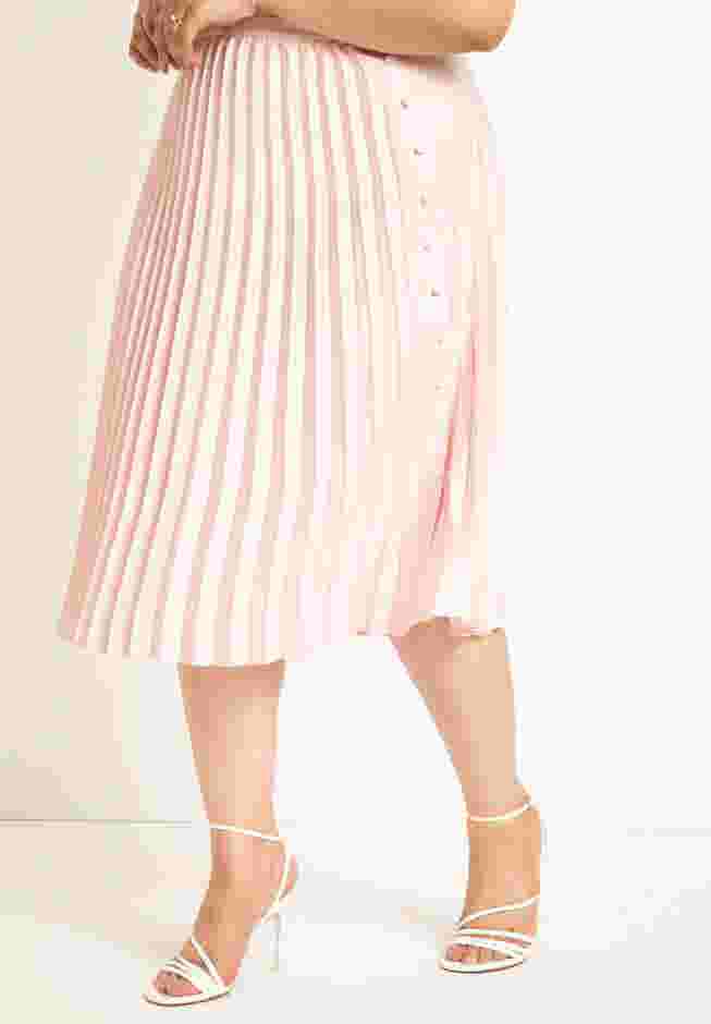 Pleated Button Detail Midi Skirt image number 1
