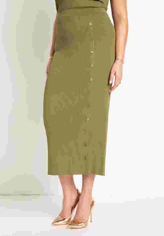 Maxi Sweater Skirt with Button Down Placket image number 1