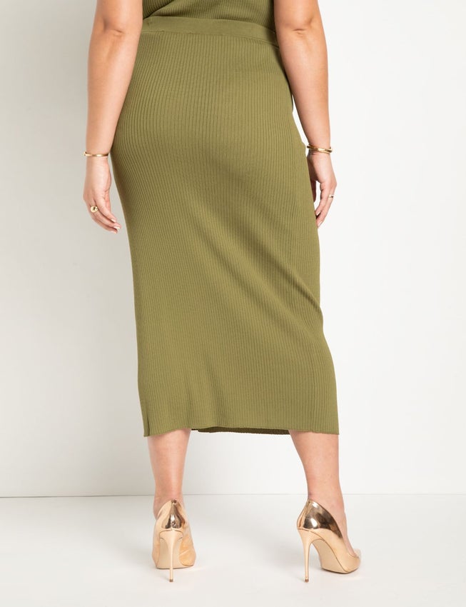 Maxi Sweater Skirt with Button Down Placket image number null