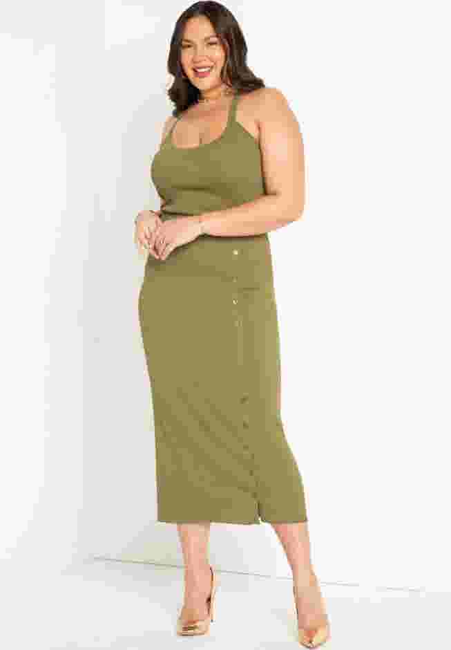 Maxi Sweater Skirt with Button Down Placket image number 0