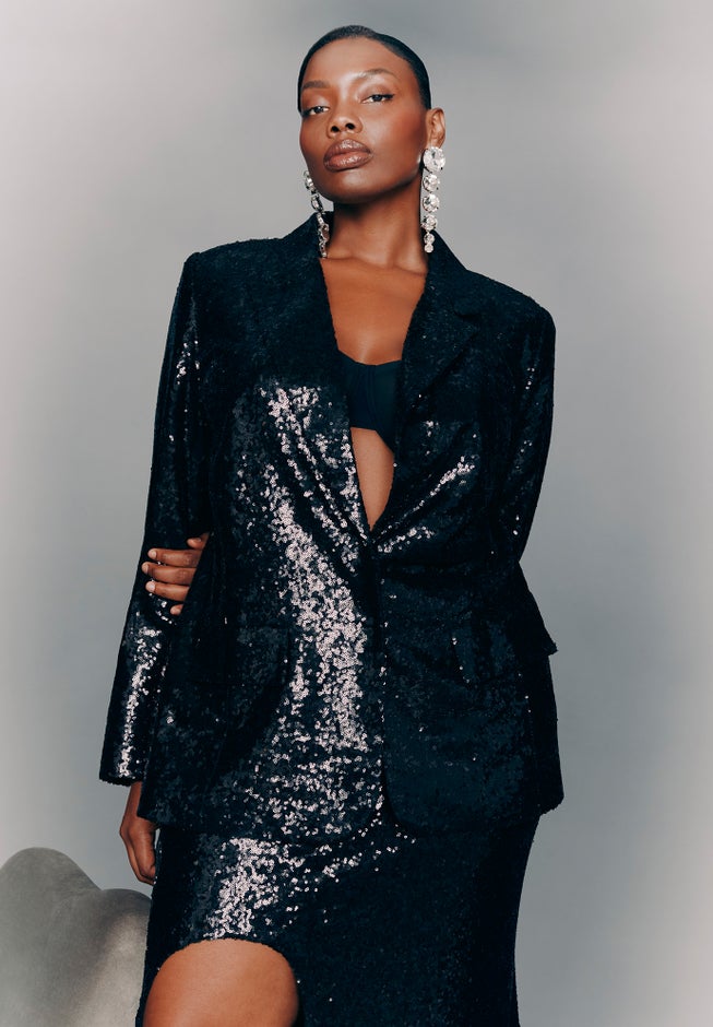 Boxy Sequin Blazer image number null
