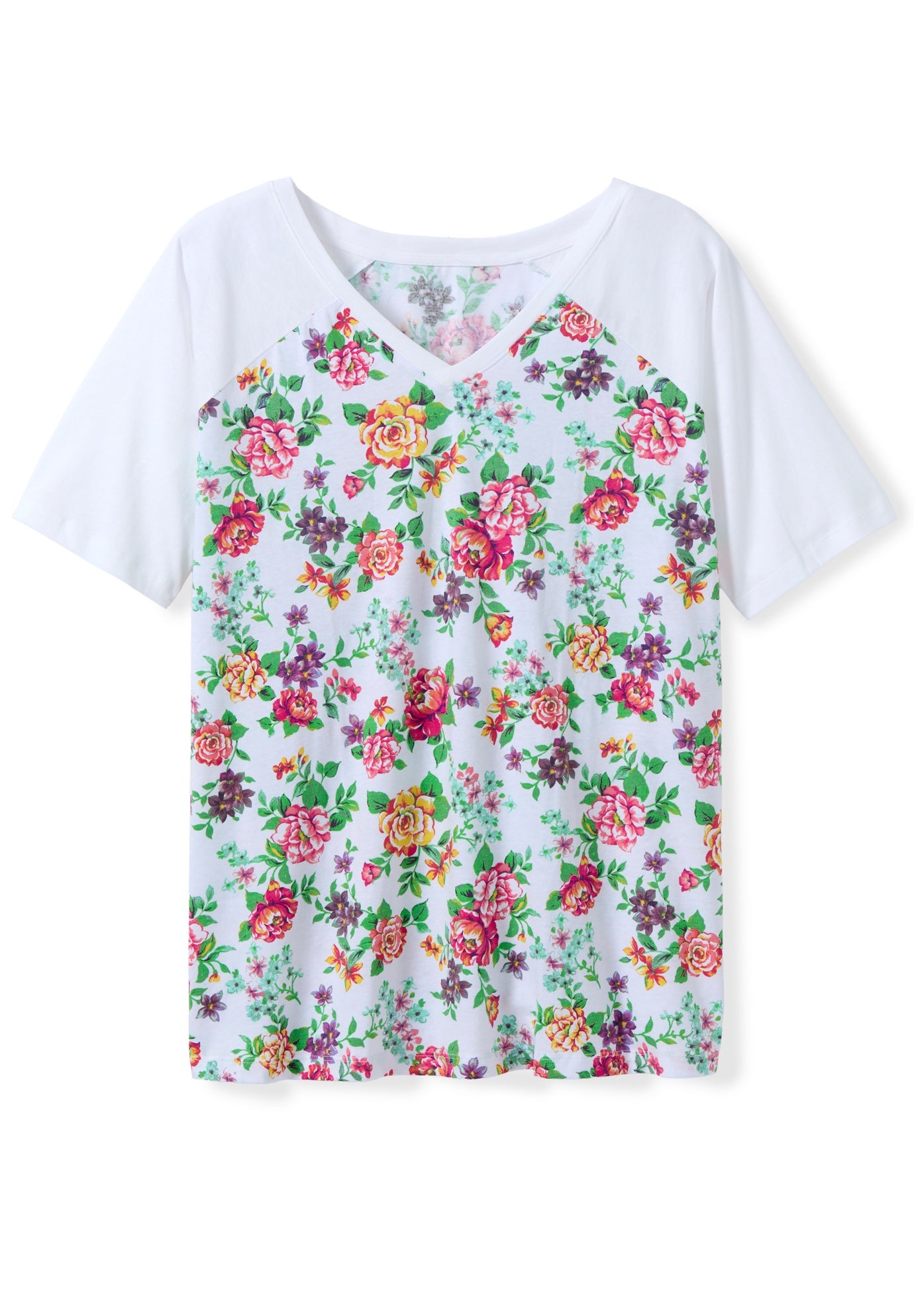 Elbow Sleeve V-Neck Baseball Tee image number 1