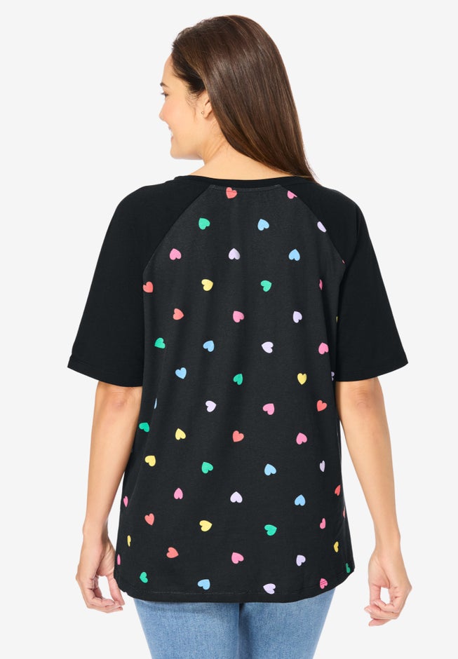 Elbow Sleeve V-Neck Baseball Tee image number 1