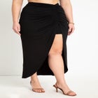 Shirred Midi Skirt With Slit image number null
