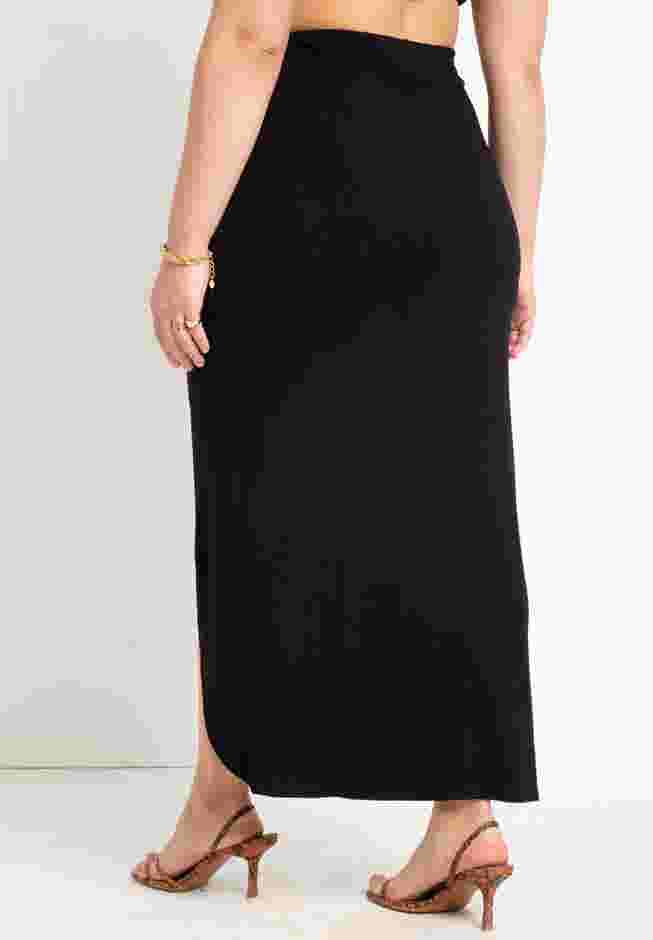 Shirred Midi Skirt With Slit image number 2