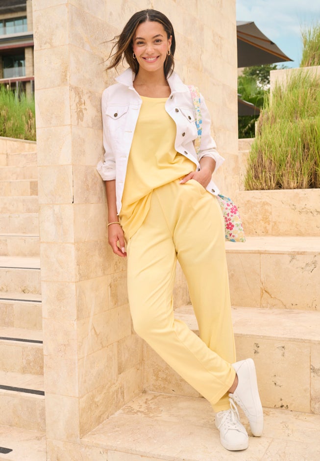 7-Day Straight-Leg Elastic-Waist Stretchy Knit Pant image number 6