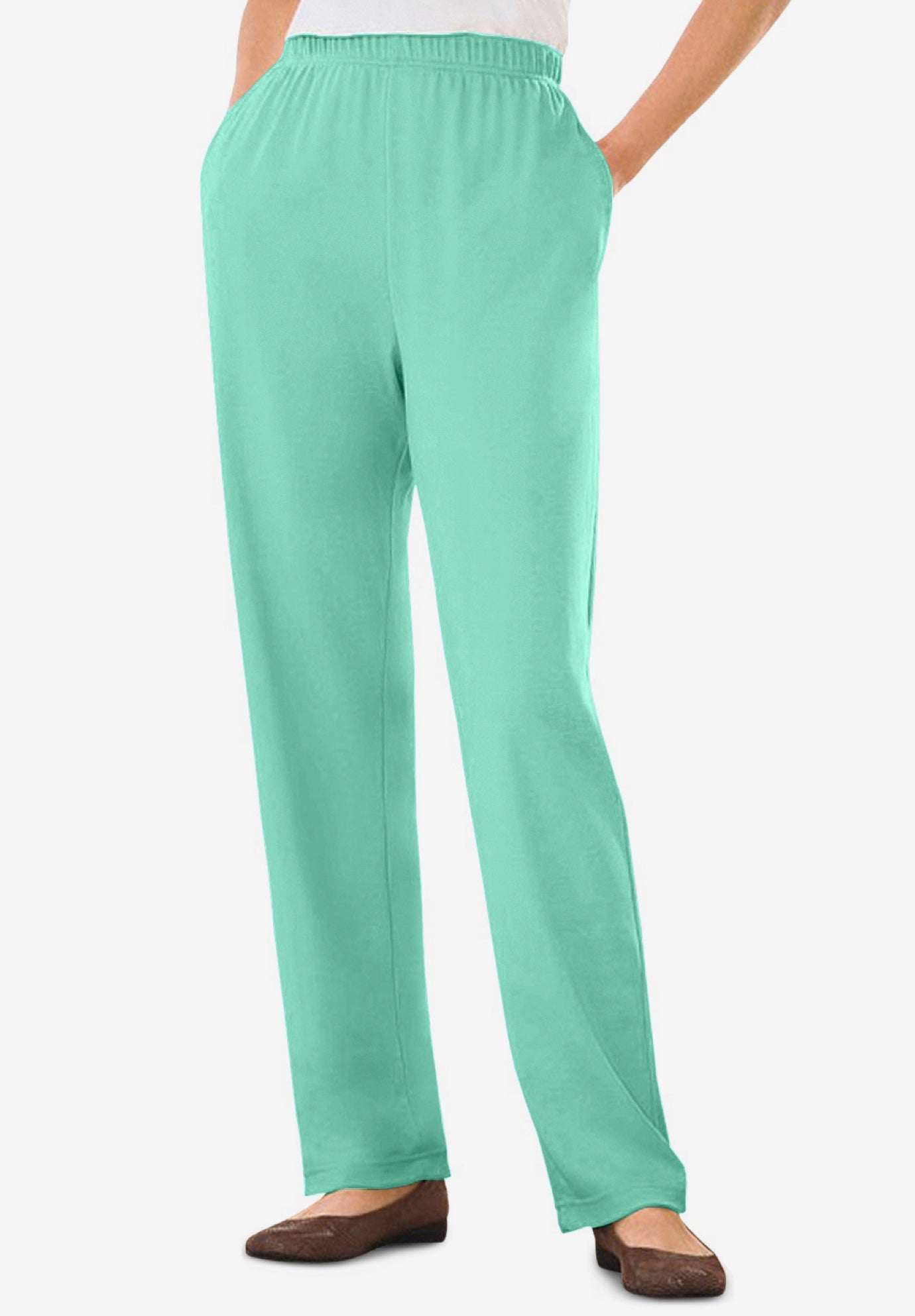 7-Day Straight-Leg Elastic-Waist Stretchy Knit Pant image number 1