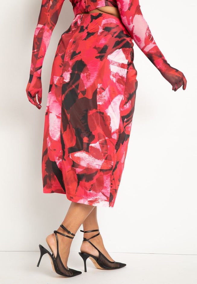 Printed Pleat Detail Midi Skirt image number 2