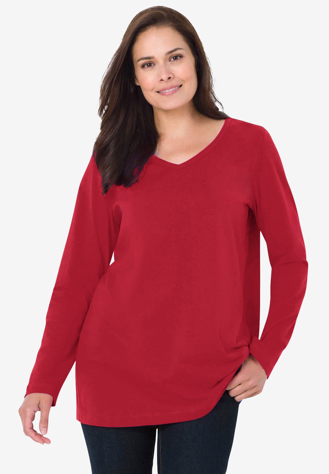 Perfect Printed Long-Sleeve V-Neck Tee image number 2