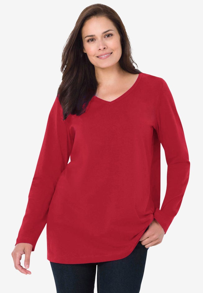 Perfect Printed Long-Sleeve V-Neck Tee image number 2