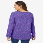 Perfect Printed Long-Sleeve V-Neck Tee image number null