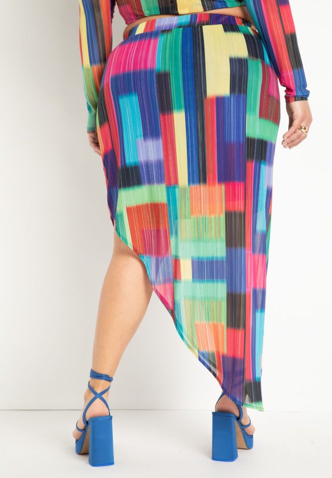 Asymmetrical Curved Midi Skirt image number 2