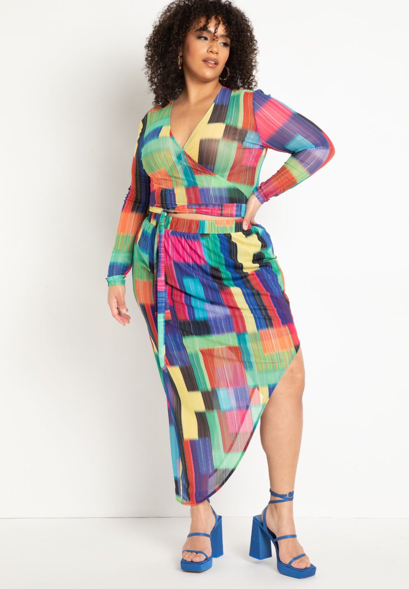 Asymmetrical Curved Midi Skirt image number 0