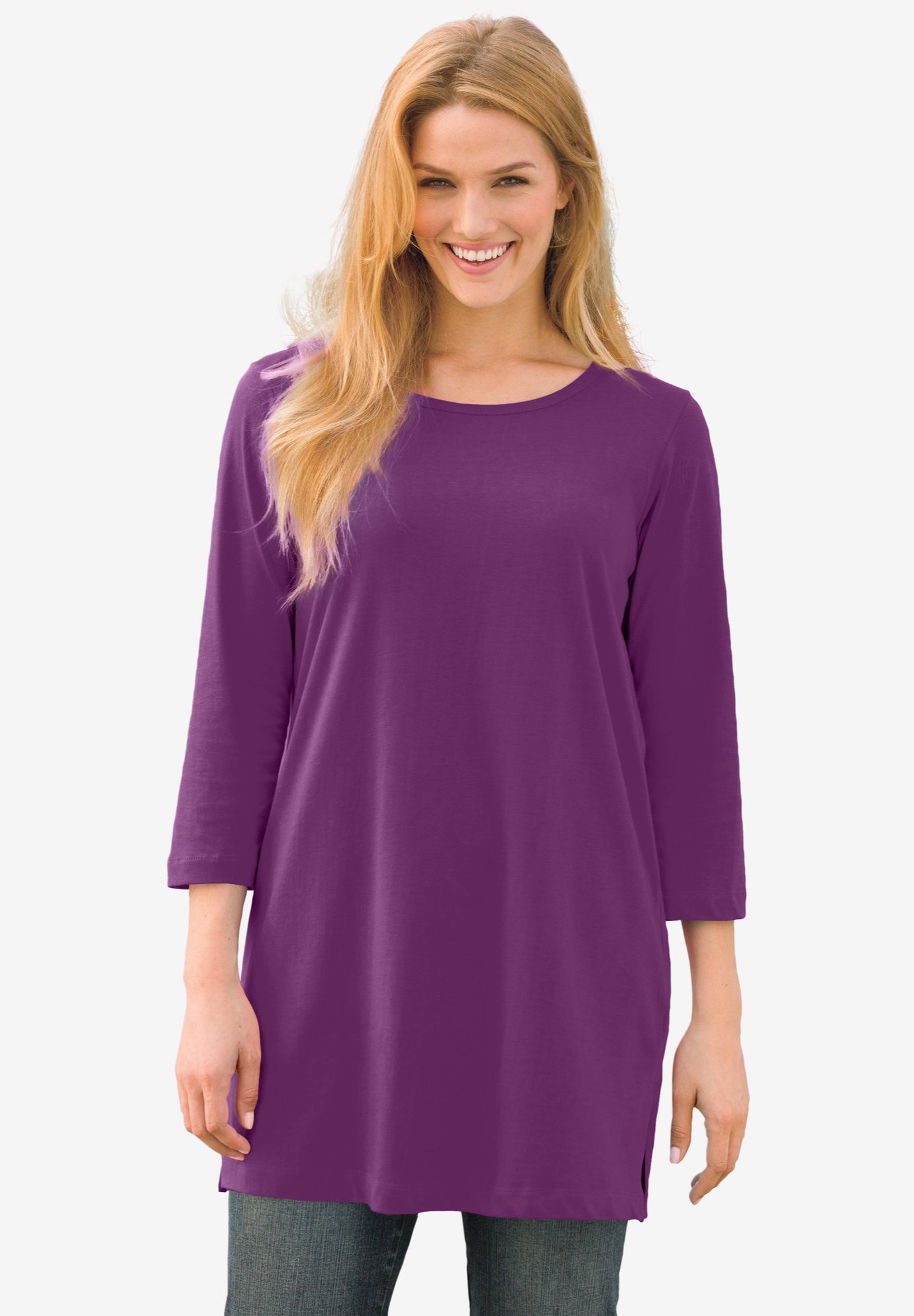 Perfect Three-Quarter-Sleeve Scoopneck Tunic image number 0