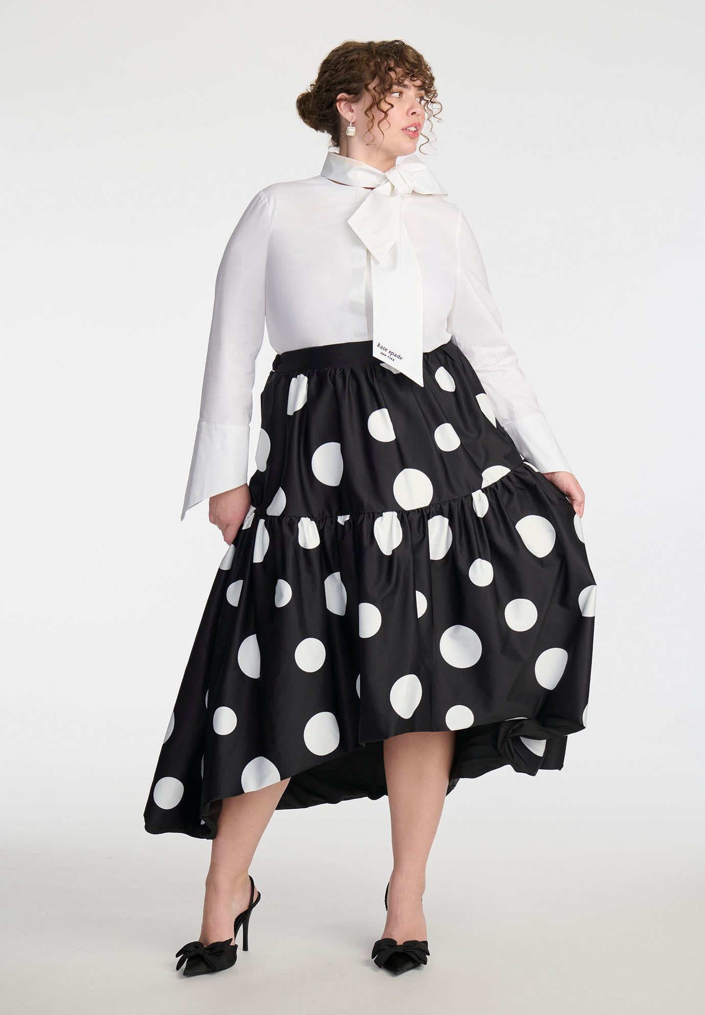 Eloquii X Kate Spade New York Tiered Dot Maxi Skirt image number 1