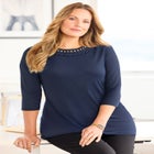 Jolie Braided Neckline Knit Top image number null