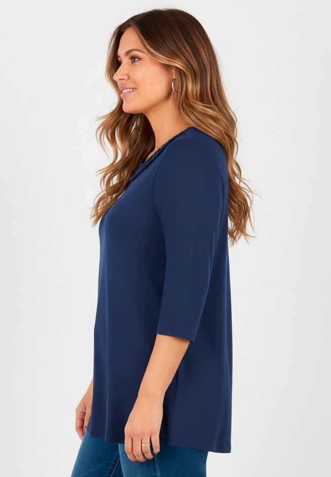 Jolie Braided Neckline Knit Top image number 1