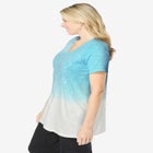 Short-Sleeve V-Neck Embroidered Dip Dye Tunic image number null