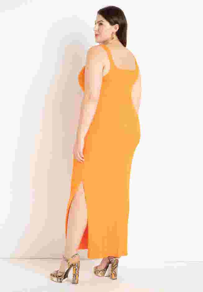 Knitted Rib Maxi Dress With Belt image number 2