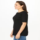 Ribbed Square Neck Elbow-Sleeve Tee image number null
