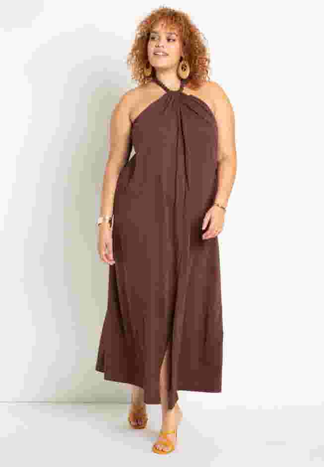 Halter Dress with Braided Detail image number 0