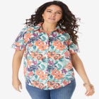 Plus Size Kate Short Sleeve Easy Cotton-Blend Button-Front Shirt image number null