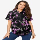 Plus Size Kate Short Sleeve Easy Cotton-Blend Button-Front Shirt image number null