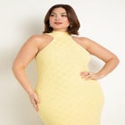 Basket Weave Halter Neck Sweater Dress image number null