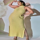 Basket Weave Halter Neck Sweater Dress image number null