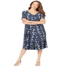 Plus Size Short Sleeve Sleeve Swing Dress image number null