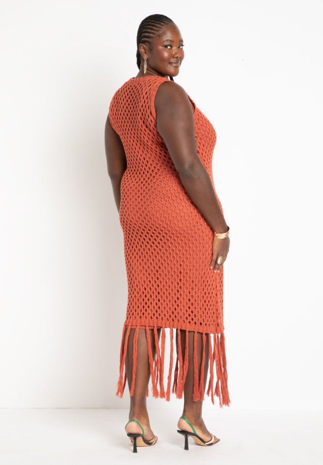 Netting Dress With Fringe Hem image number 1