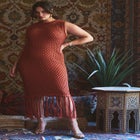 Netting Dress With Fringe Hem image number null