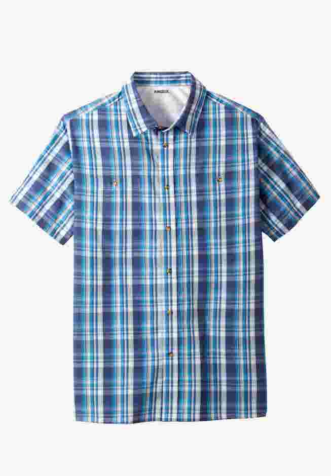 Easy-Care Short-Sleeve Plaid Sport Shirt image number 0