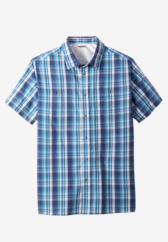 Easy-Care Short-Sleeve Plaid Sport Shirt image number null