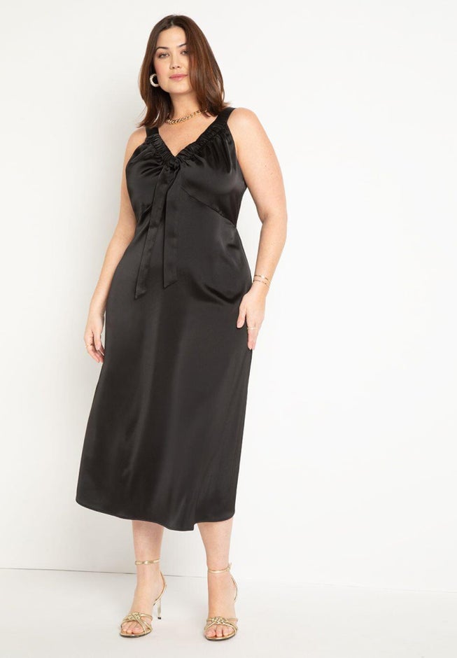 Midi Dress With Ruched Neckline image number null