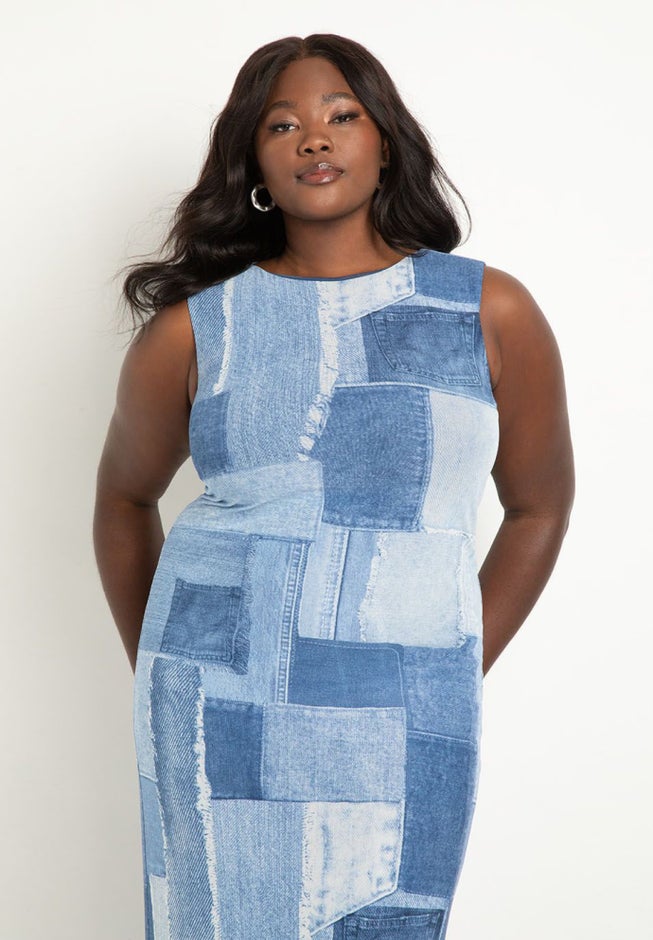 Printed Sleeveless Mesh Dress image number 1