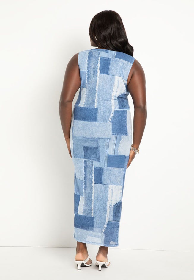 Printed Sleeveless Mesh Dress image number 2