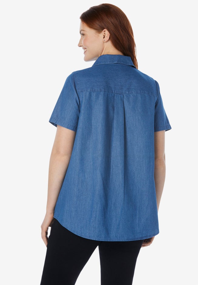 Short-Sleeve Denim Shirt image number null