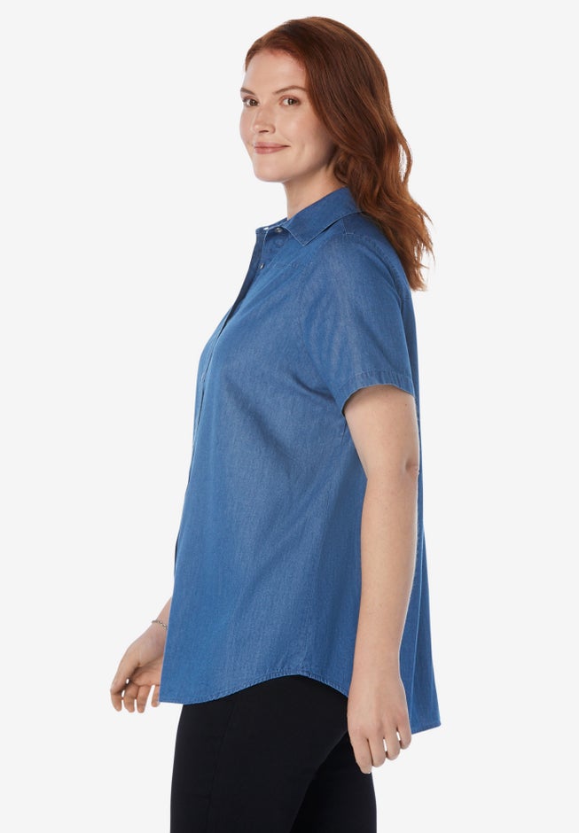 Short-Sleeve Denim Shirt image number null