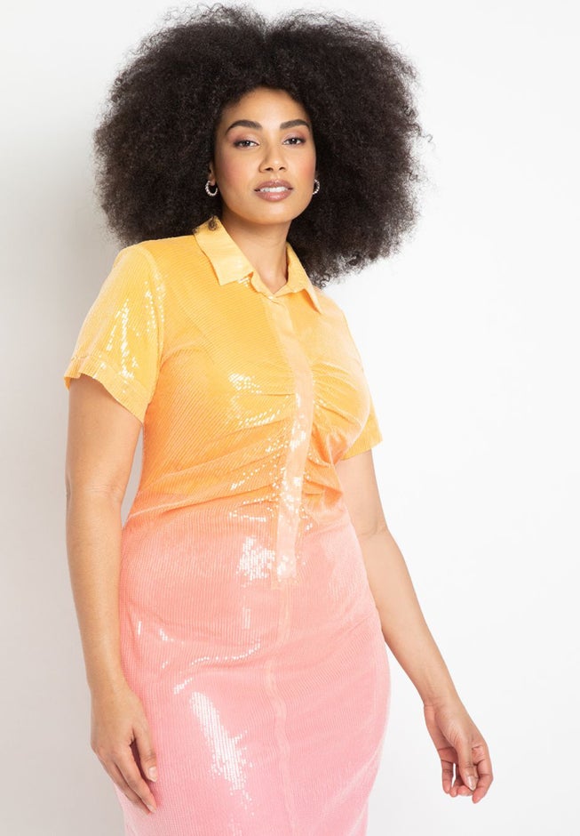 Ombre Sequin Midi Dress image number 1