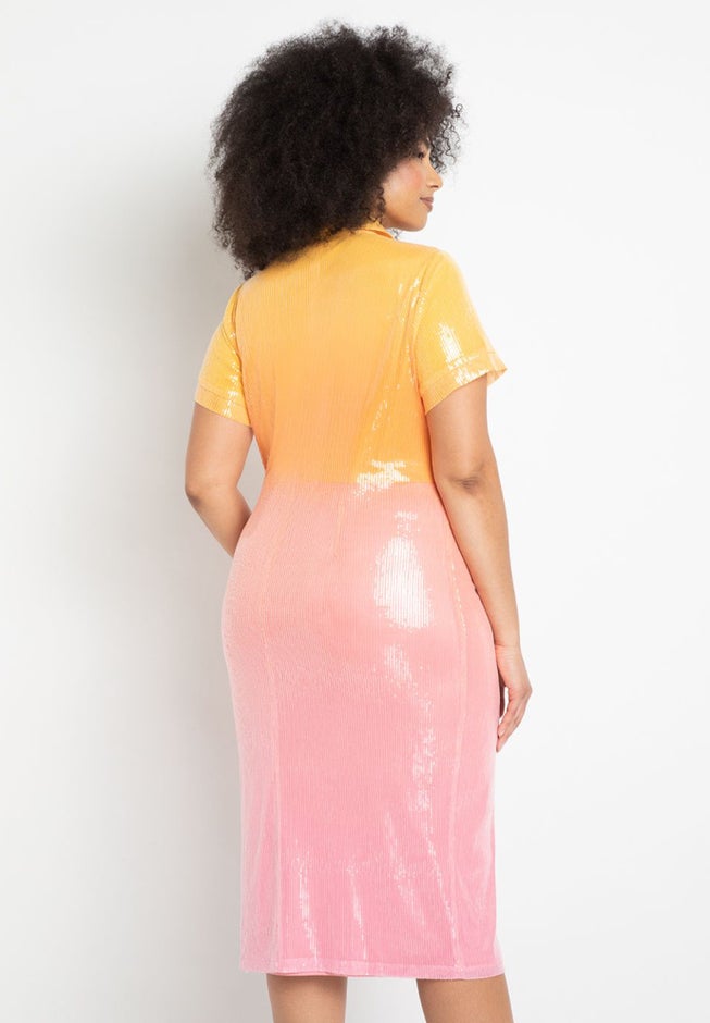 Ombre Sequin Midi Dress image number 2