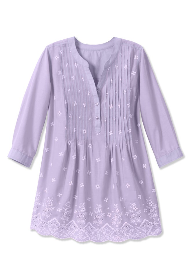 Embroidered Pintuck Tunic image number 1