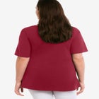 Stretch Knit V-neck Short Sleeve Chest Pocket Tunic image number 1