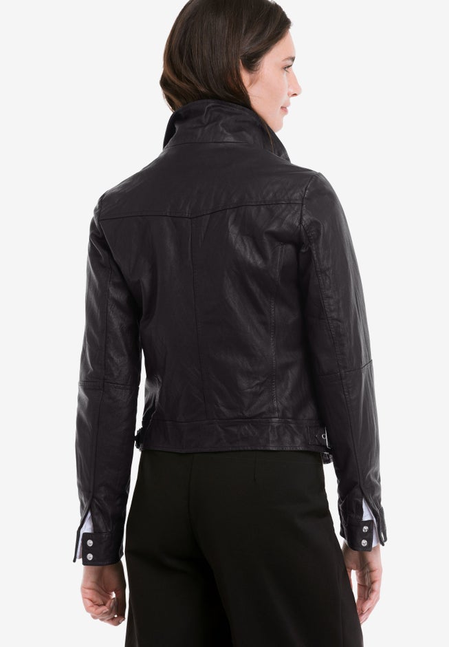 Zip Front Leather Jacket image number null