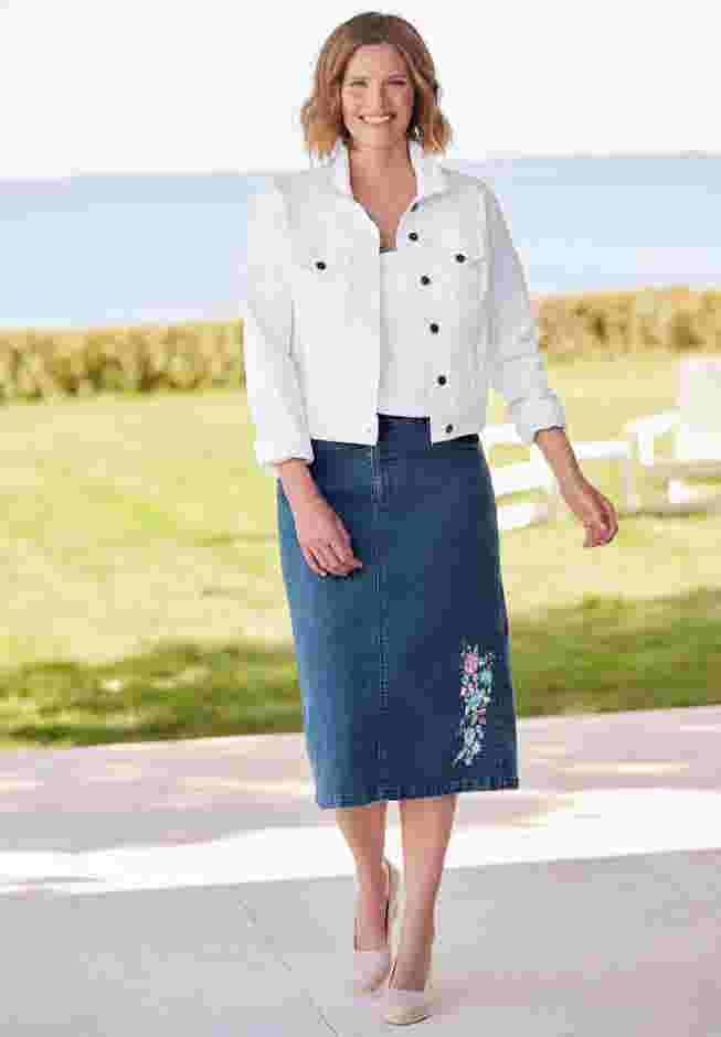 Stretch Denim Jean Skirt image number 4