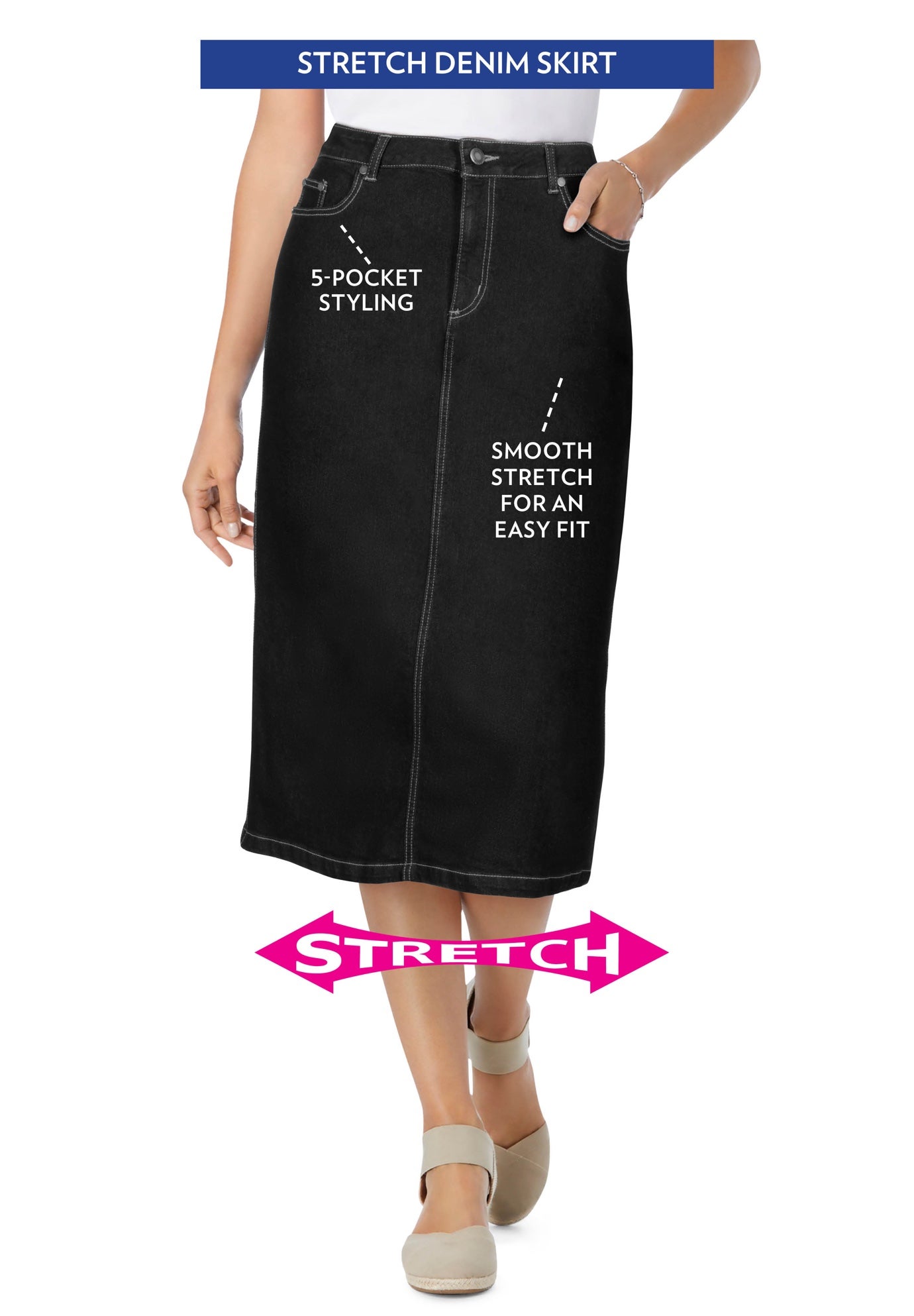 Stretch Denim Five-Pocket Jeans Skirt image number 3