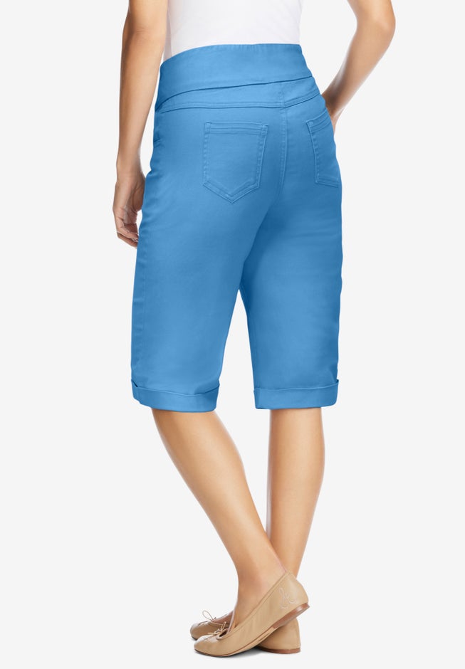 Smooth Waist Pull-On Flex Fit Short Denim Jeans image number 1